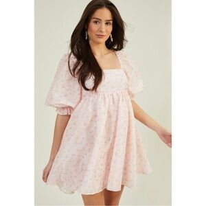 Smocked Babydoll Mini Dress - Light Pink